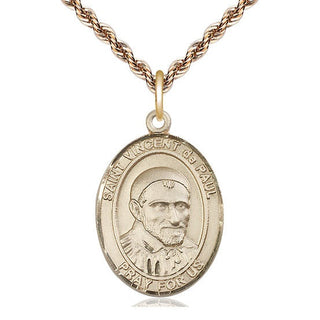 14kt Gold Filled Saint Vincent de Paul Medal Catholic Jewelry Engraved Catholic Saint Jewelry
