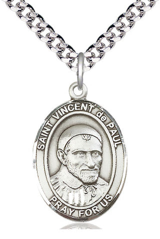 Pewter Saint Vincent de Paul Medal Catholic Jewelry Engraved Catholic Saint Jewelry