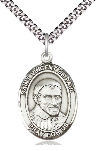 Pewter Saint Vincent de Paul Medal Catholic Jewelry Engraved Catholic Saint Jewelry