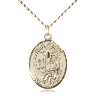 14kt Gold Saint Jerome Medal Engraved Catholic Saint Jewelry