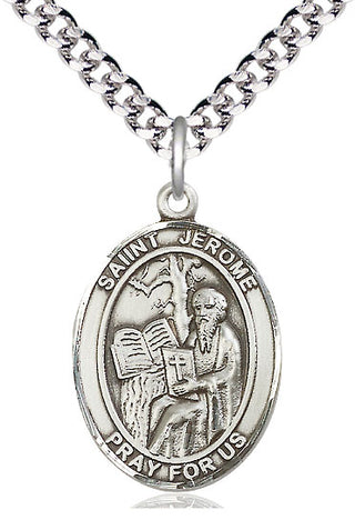Pewter Saint Jerome Medal Catholic Jewelry Engraved Catholic Saint Jewelry