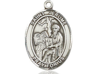 Sterling Silver Saint Jerome Medal Catholic Jewelry Engraved Catholic Saint Jewelry