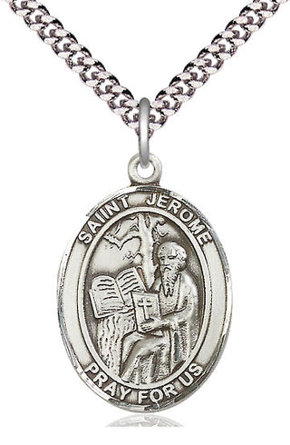Sterling Silver Saint Jerome Medal Catholic Jewelry Engraved Catholic Saint Jewelry