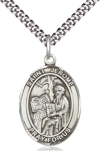 Sterling Silver Saint Jerome Medal Catholic Jewelry Engraved Catholic Saint Jewelry