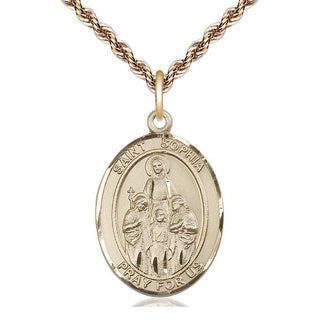 14kt Gold Filled Saint Sophia Medal Catholic Jewelry Engraved Catholic Saint Jewelry