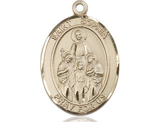 14kt Gold Saint Sophia Medal Engraved Catholic Saint Jewelry
