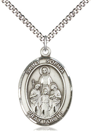 Pewter Saint Sophia Medal Catholic Jewelry Engraved Catholic Saint Jewelry