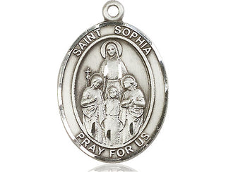 Sterling Silver Saint Sophia Medal Catholic Jewelry Engraved Catholic Saint Jewelry