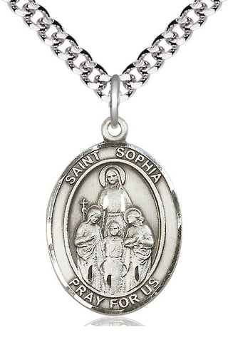 Sterling Silver Saint Sophia Medal Catholic Jewelry Engraved Catholic Saint Jewelry