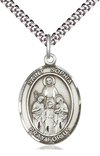 Sterling Silver Saint Sophia Medal Catholic Jewelry Engraved Catholic Saint Jewelry