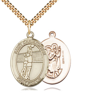 14kt Gold Filled Saint Christopher Volleyball Medal Catholic Jewelry