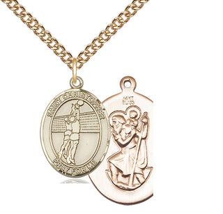 14kt Gold Saint Christopher Volleyball Medal
