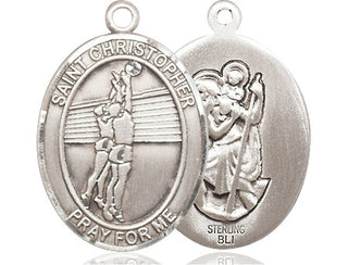 Sterling Silver Saint Christopher Volleyball Medal Catholic Jewelry
