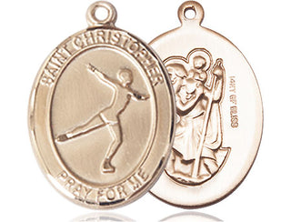 14kt Gold Filled Saint Christopher Figure Skating Medal