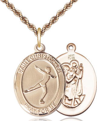 14kt Gold Saint Christopher Figure Skating Medal
