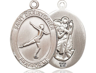 Pewter Saint Christopher Figure Skating Medal