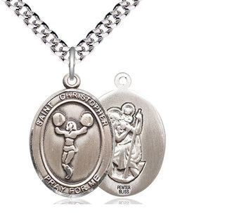 Pewter Saint Christopher Cheerleading Medal Catholic Jewelry