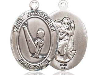 Pewter Saint Christopher Gymnastics Medal