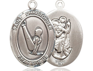 Sterling Silver Saint Christopher Gymnastics Medal Catholic Jewelry