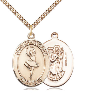 14kt Gold Filled Saint Christopher Dance Medal Catholic Jewelry