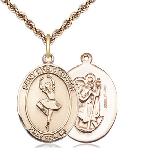 14kt Gold Filled Saint Christopher Dance Medal Catholic Jewelry