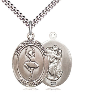 Pewter Saint Christopher Dance Medal Catholic Jewelry