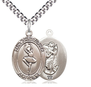 Pewter Saint Christopher Dance Medal Catholic Jewelry