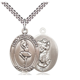 Sterling Silver Saint Christopher Dance Medal Catholic Jewelry
