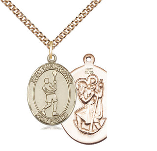 14kt Gold Saint Christopher Lacrosse Medal