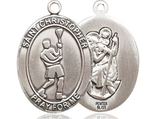 Pewter Saint Christopher Lacrosse Medal
