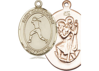 14kt Gold Saint Christopher Softball Medal