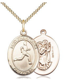 14kt Gold Filled Saint Christopher Track&Field Medal Catholic Jewelry