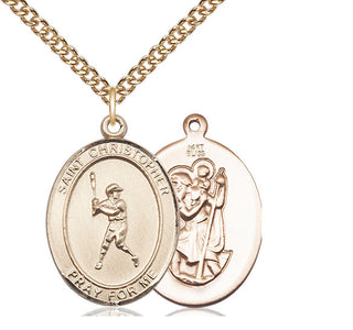 14kt Gold Saint Christopher Baseball Medal