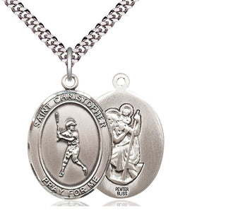 Pewter Saint Christopher Baseball Medal Catholic Jewelry