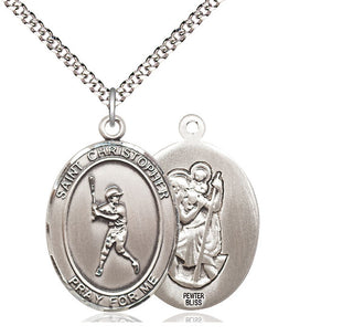 Pewter Saint Christopher Baseball Medal Catholic Jewelry