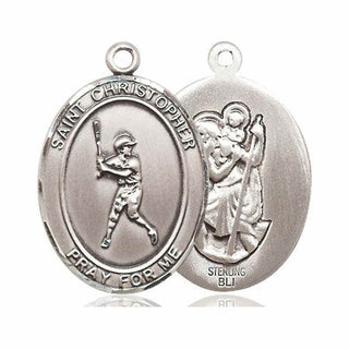 Sterling Silver Saint Christopher Baseball Medal Catholic Jewelry