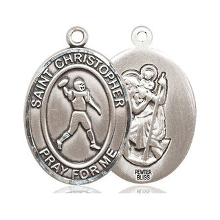 Pewter Saint Christopher Football Medal