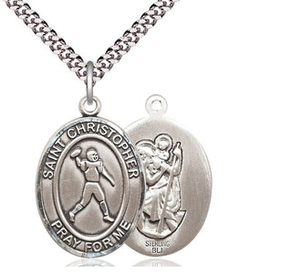 Sterling Silver Saint Christopher Football Medal Catholic Jewelry
