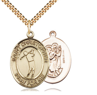 14kt Gold Filled Saint Christopher Golf Medal Catholic Jewelry