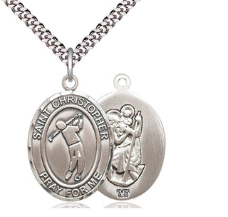Pewter Saint Christopher Golf Medal Catholic Jewelry