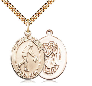 14kt Gold Filled Saint Christopher Basketball Medal Catholic Jewelry