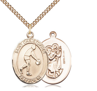14kt Gold Filled Saint Christopher Basketball Medal Catholic Jewelry