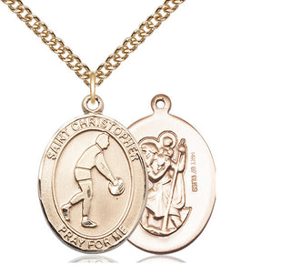 14kt Gold Filled Saint Christopher Basketball Medal Catholic Jewelry