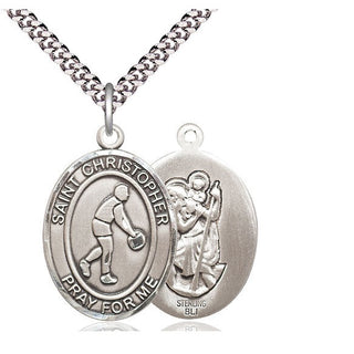 Sterling Silver Saint Christopher Basketball Medal Catholic Jewelry