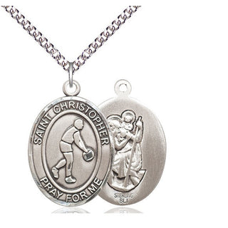 Sterling Silver Saint Christopher Basketball Medal Catholic Jewelry