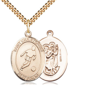 14kt Gold Filled Saint Christopher Soccer Medal Catholic Jewelry