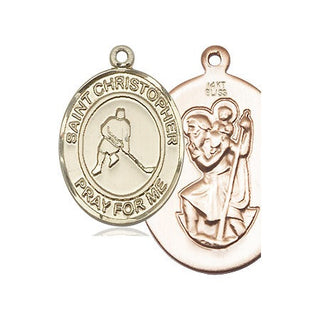 14kt Gold Saint Christopher Ice Hockey Medal