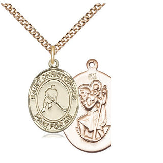 14kt Gold Saint Christopher Ice Hockey Medal
