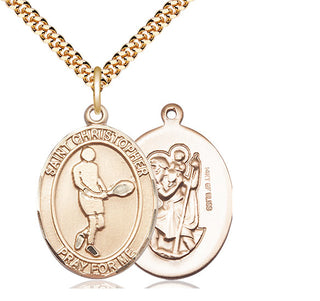 14kt Gold Filled Saint Christopher Tennis Medal Catholic Jewelry