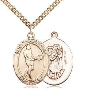 14kt Gold Filled Saint Christopher Tennis Medal Catholic Jewelry
